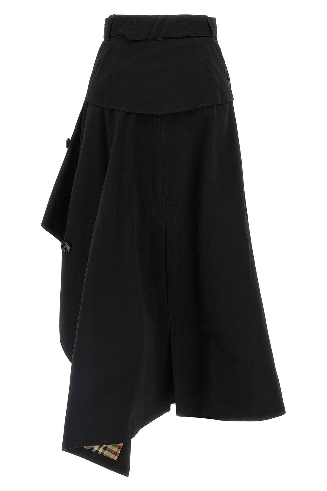 BURBERRY 4 the asymmetrical burberry skirt reinterprets the classic trench coat in a high-w