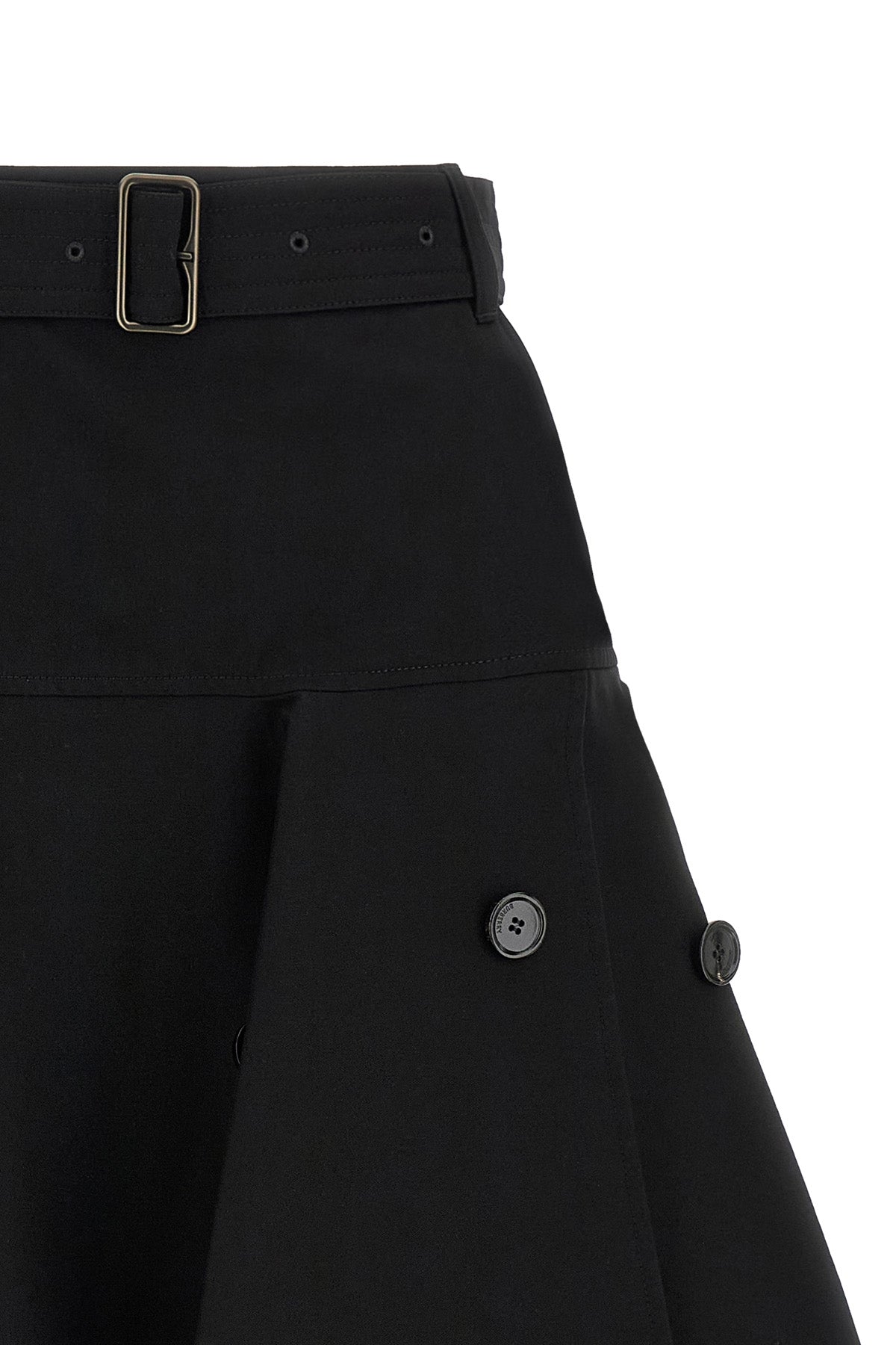 the asymmetrical burberry skirt reinterprets the classic trench coat in a high-w