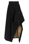 the asymmetrical burberry skirt reinterprets the classic trench coat in a high-w