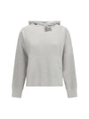 cotton fleece hoodie with jewel brooch