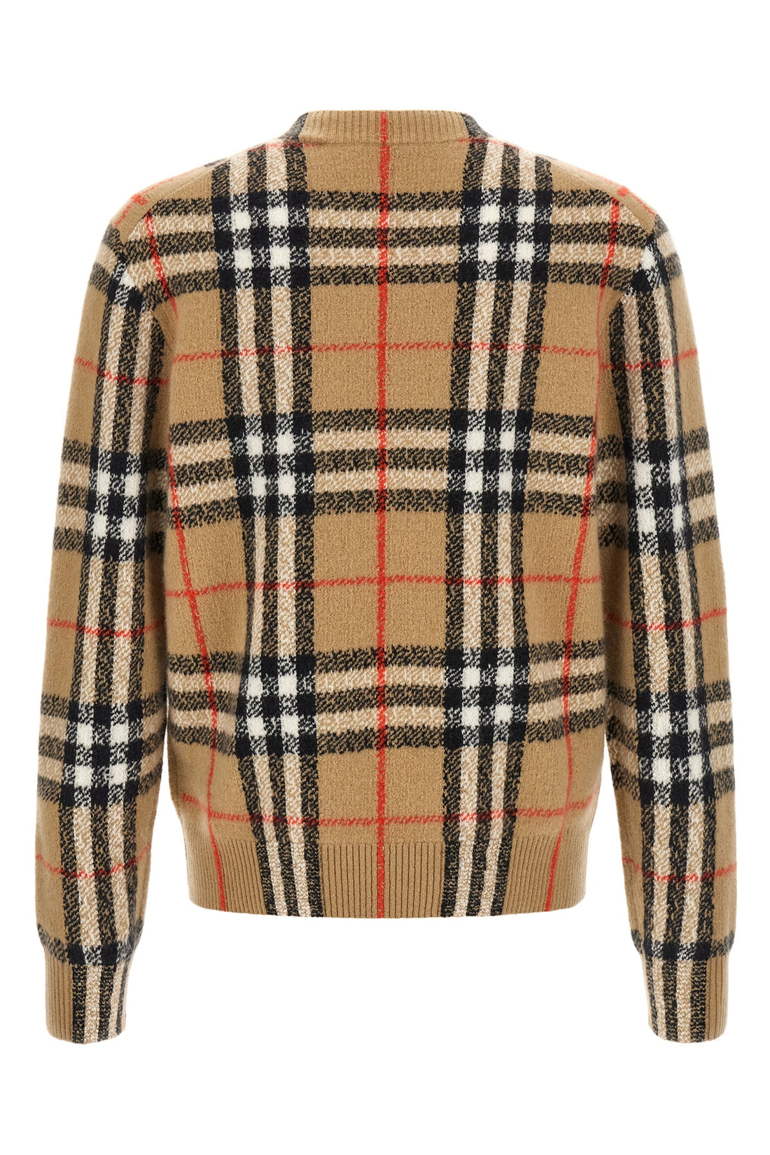 BURBERRY L the burberry curtis check pure cashmere crew neck sweater