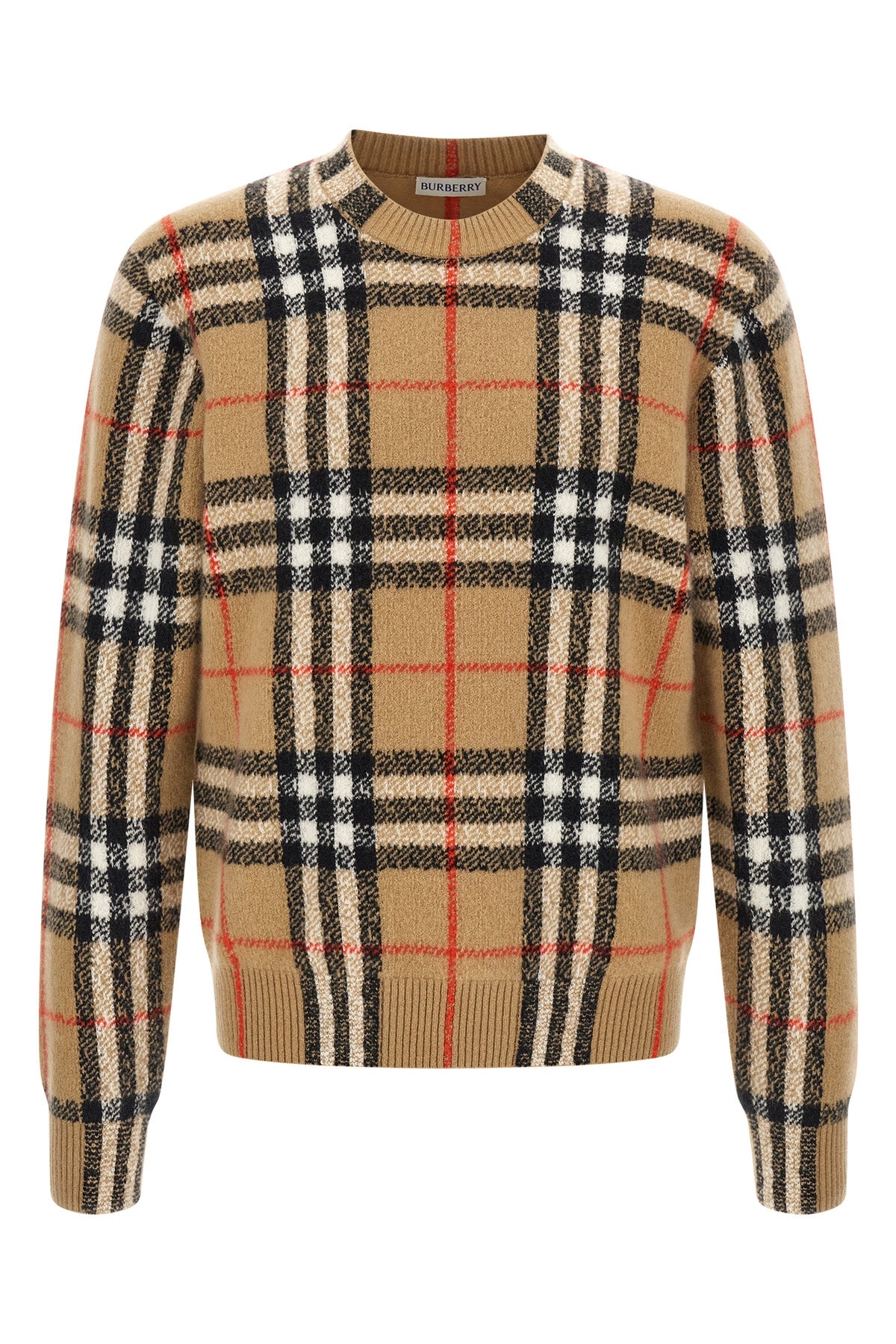 the burberry curtis check pure cashmere crew neck sweater