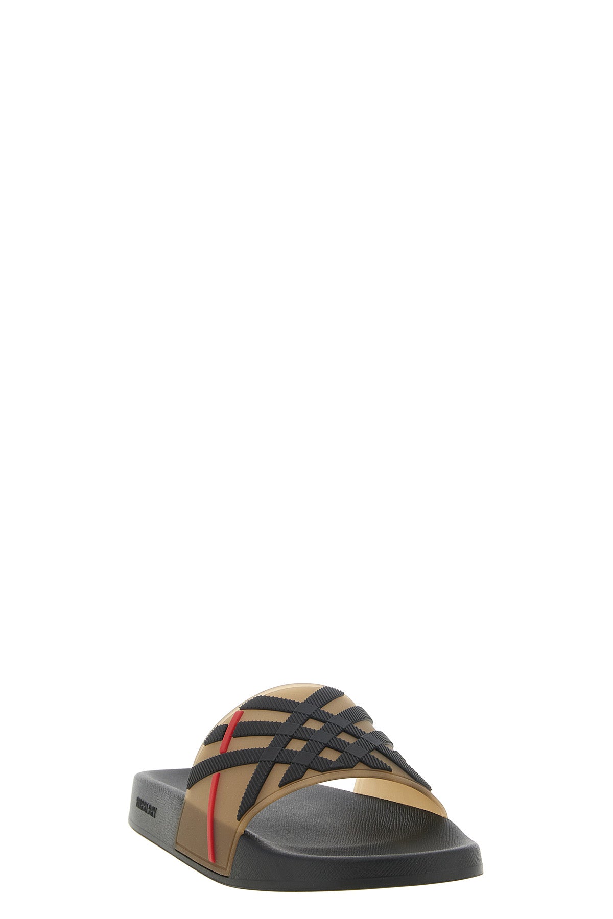 burberry furley 3d check slide sandals feature an essential slip-on constructi