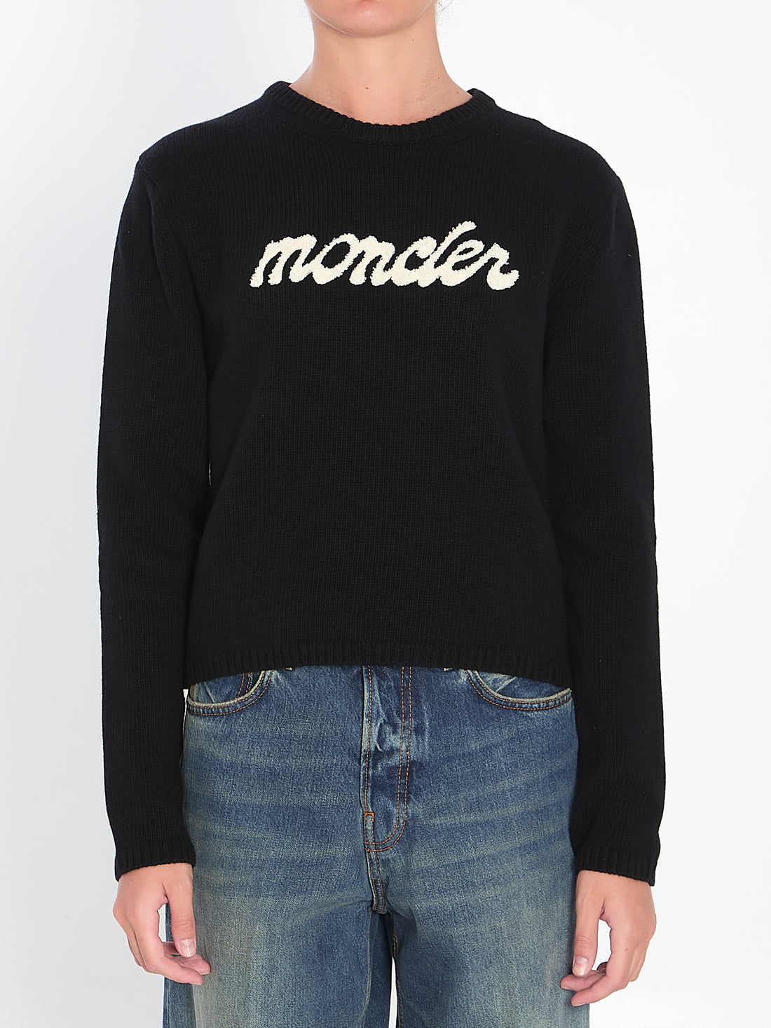 MONCLER M logo sweater in wool and cashmere