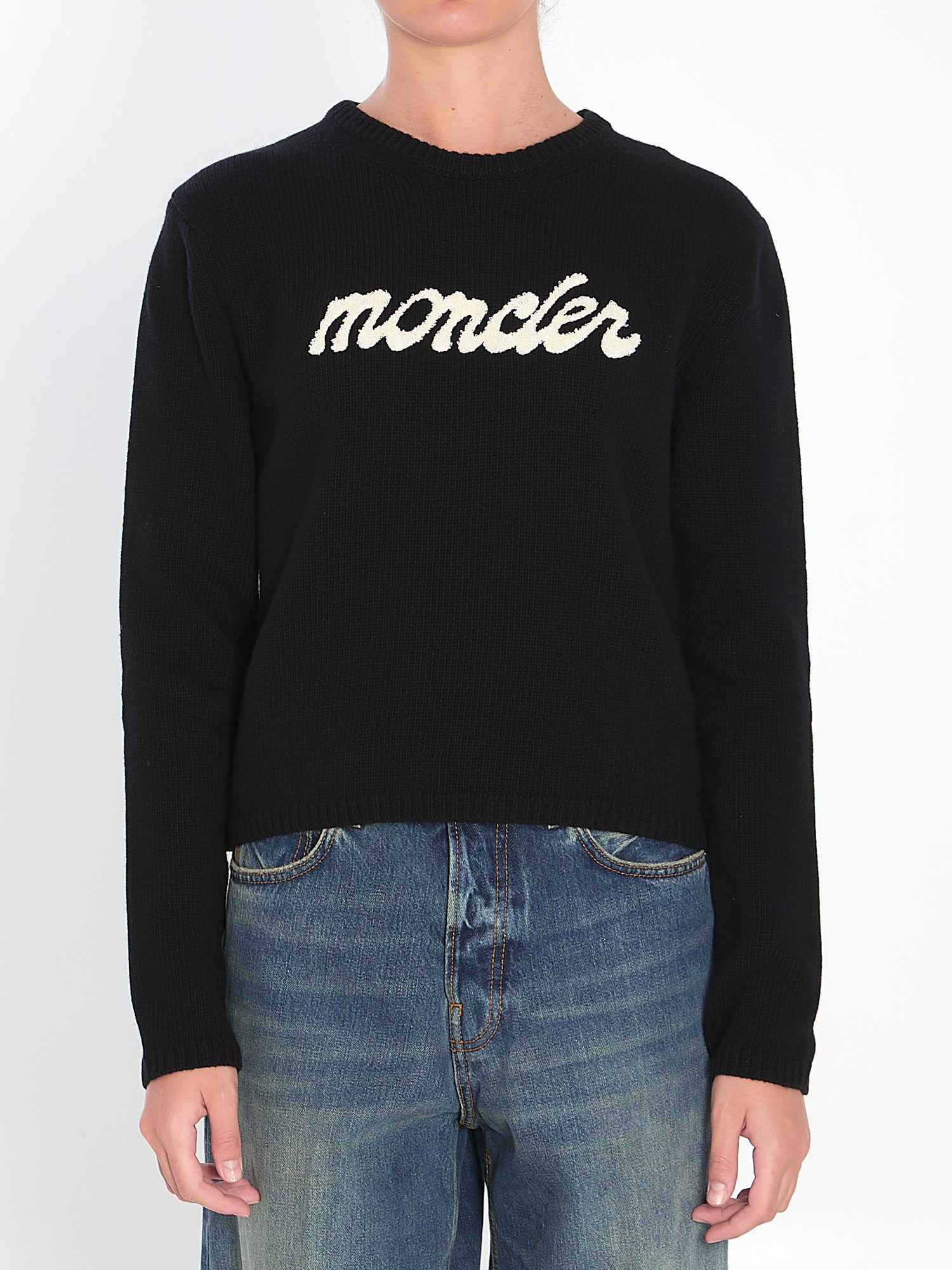 MONCLER M logo sweater in wool and cashmere