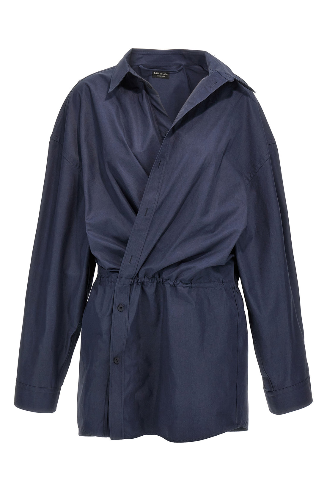 BALENCIAGA 34 stile camicia mini dress in washed and discolored cotton poplin