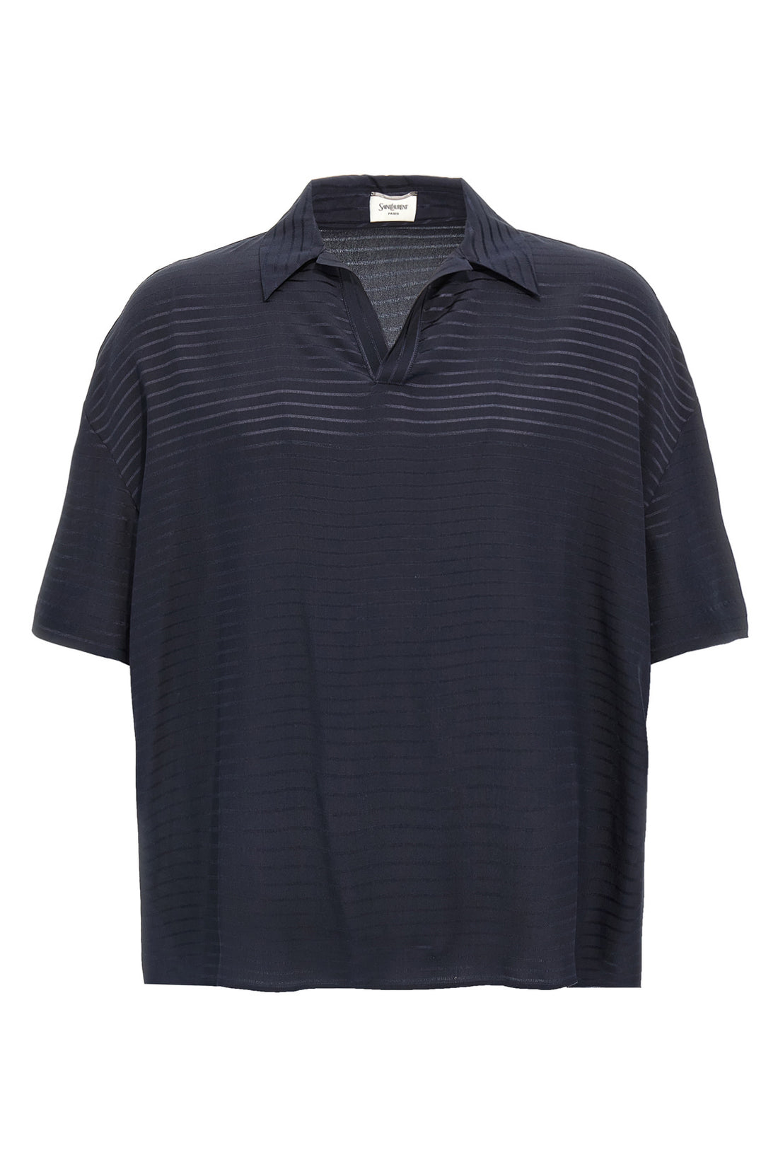 SAINT LAURENT L light silk striped polo shirt