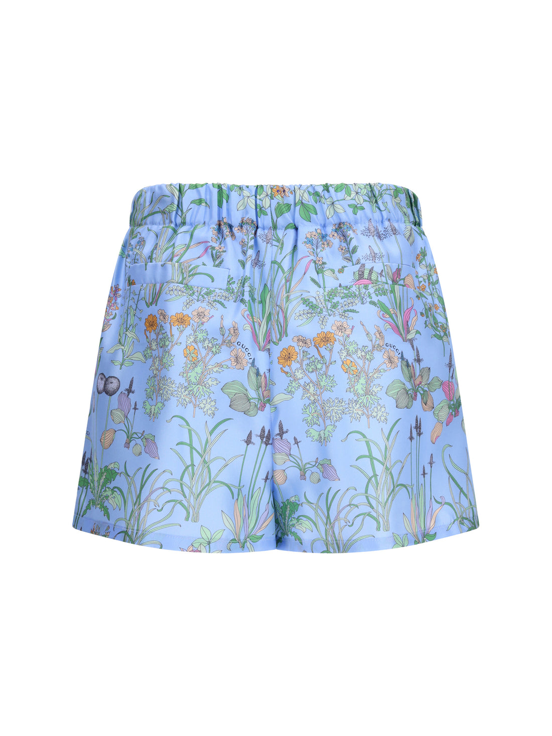 GUCCI 38 printed silk twill shorts