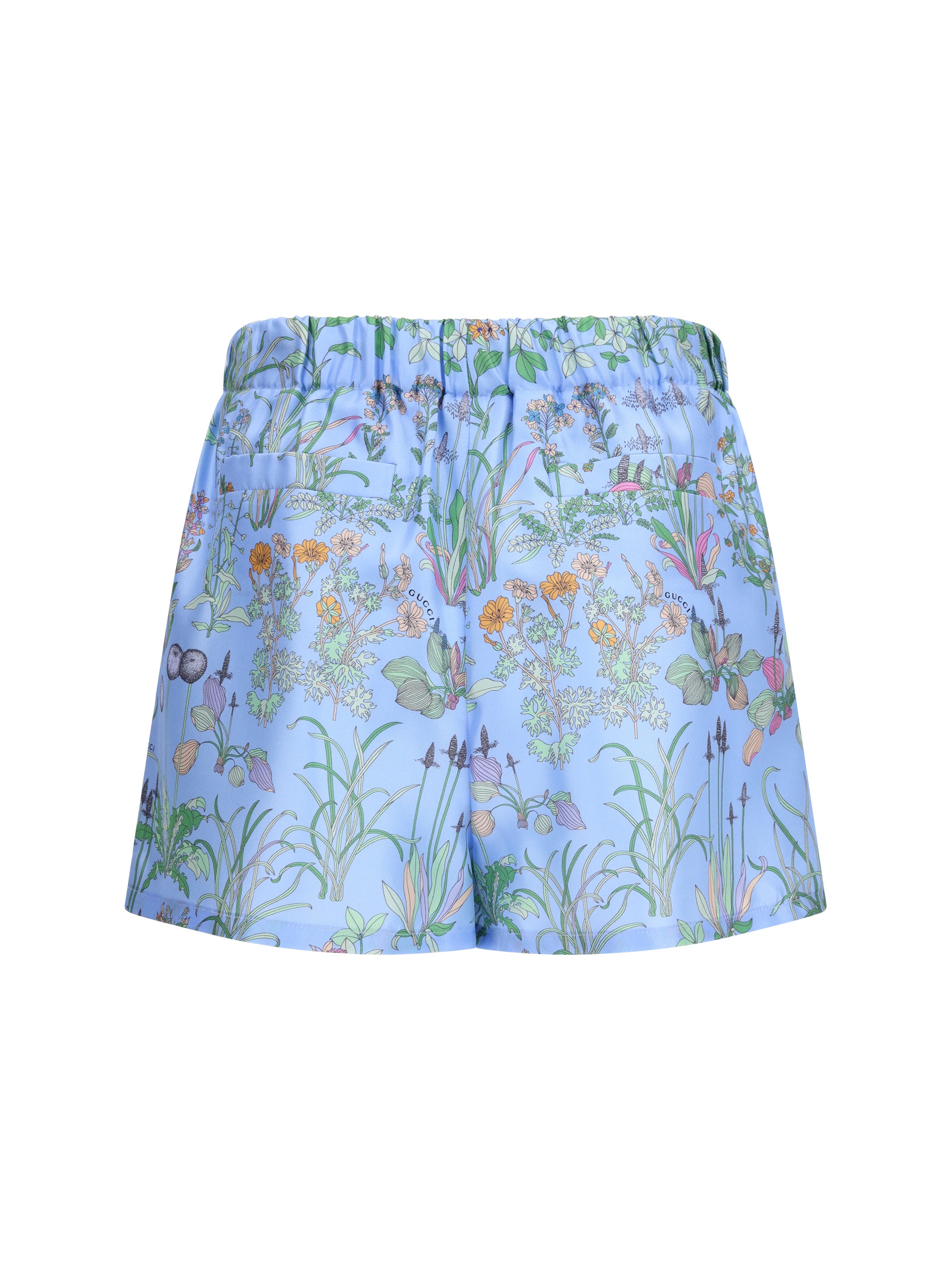 printed silk twill shorts