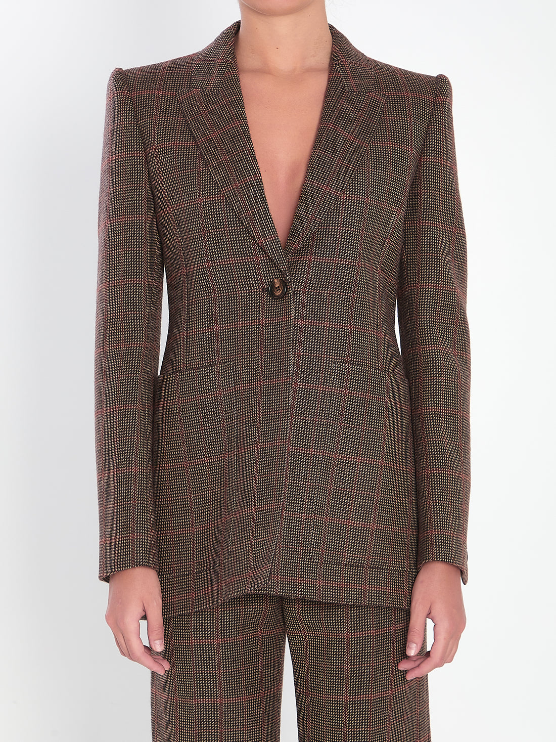 CHLOE 36 checked wool tailored jacket