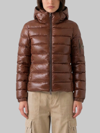 brown short down jacket