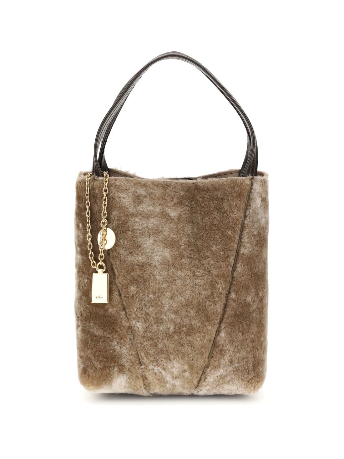 CHLOÉ OS shearling small spin tote bag