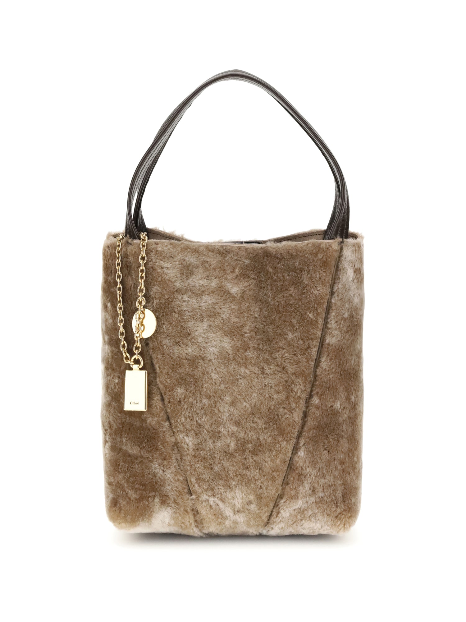 CHLOÉ OS shearling small spin tote bag