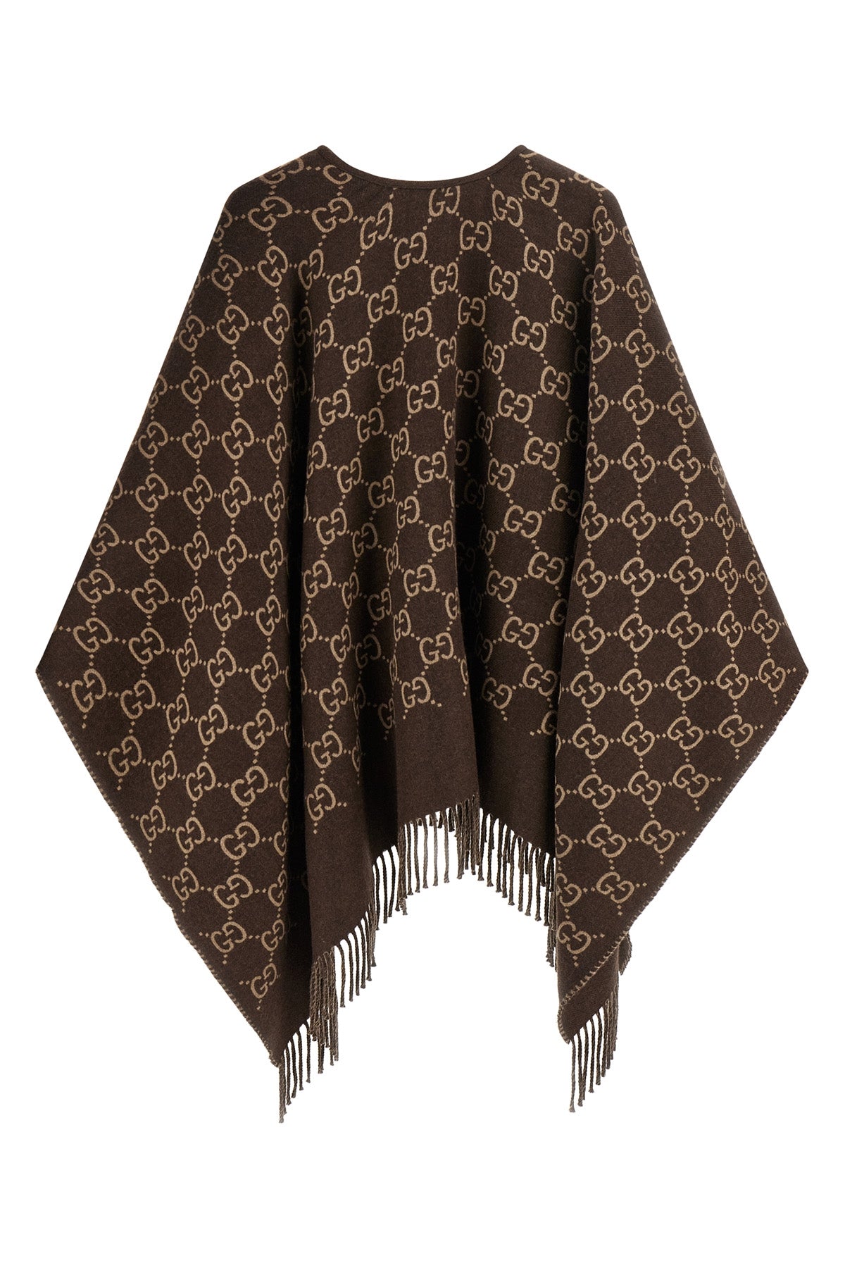 guccis gg jacquard pure wool cape defines a fluid and enveloping silhouette
