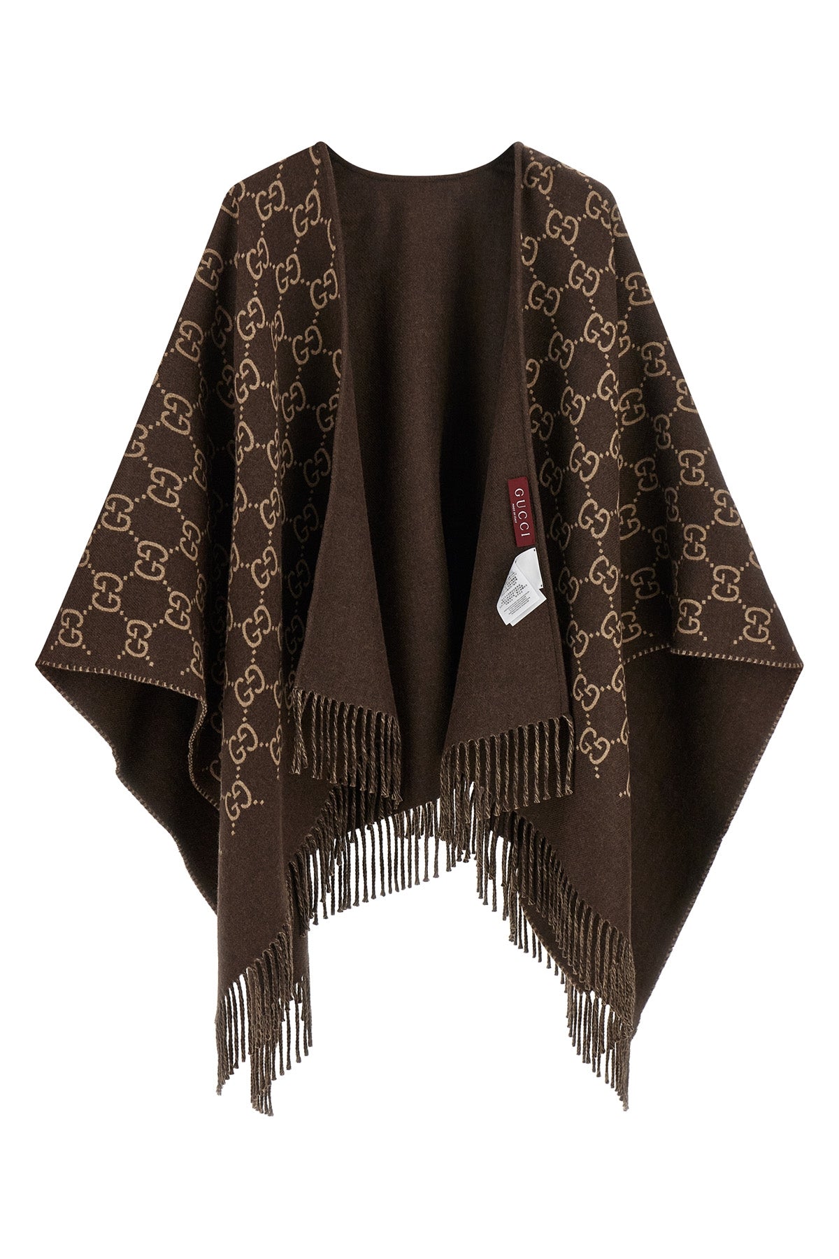guccis gg jacquard pure wool cape defines a fluid and enveloping silhouette
