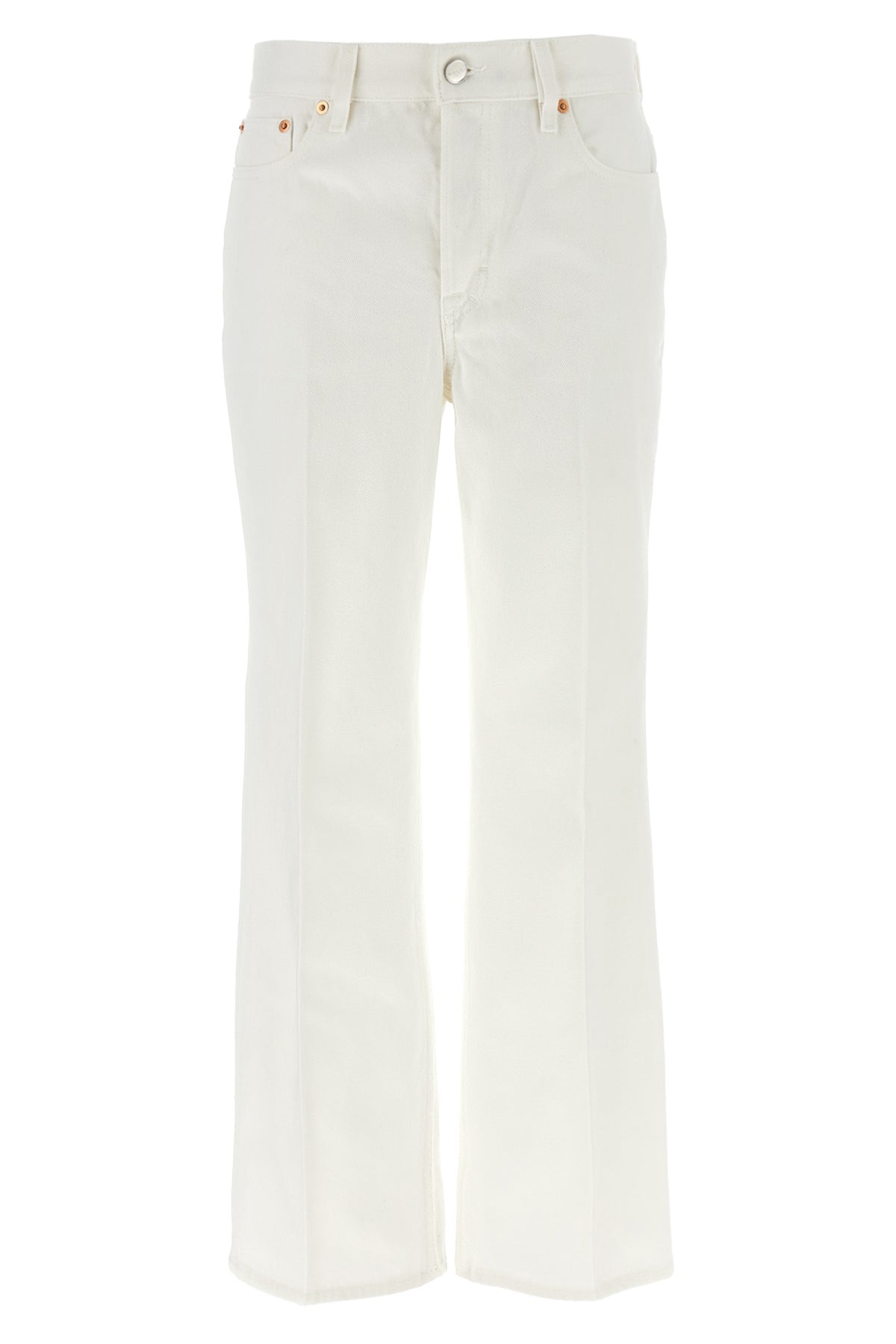 high waist crop jeans in cotton denim