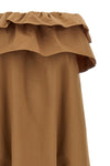 cotton saia midi dress off-the-shoulder model