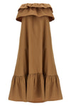cotton saia midi dress off-the-shoulder model