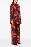 all-over flame lily print silk twill shirt