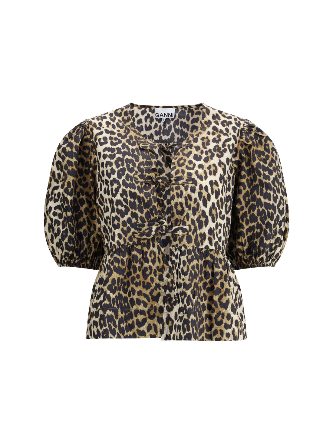 GANNI 36 leopard cotton shirt