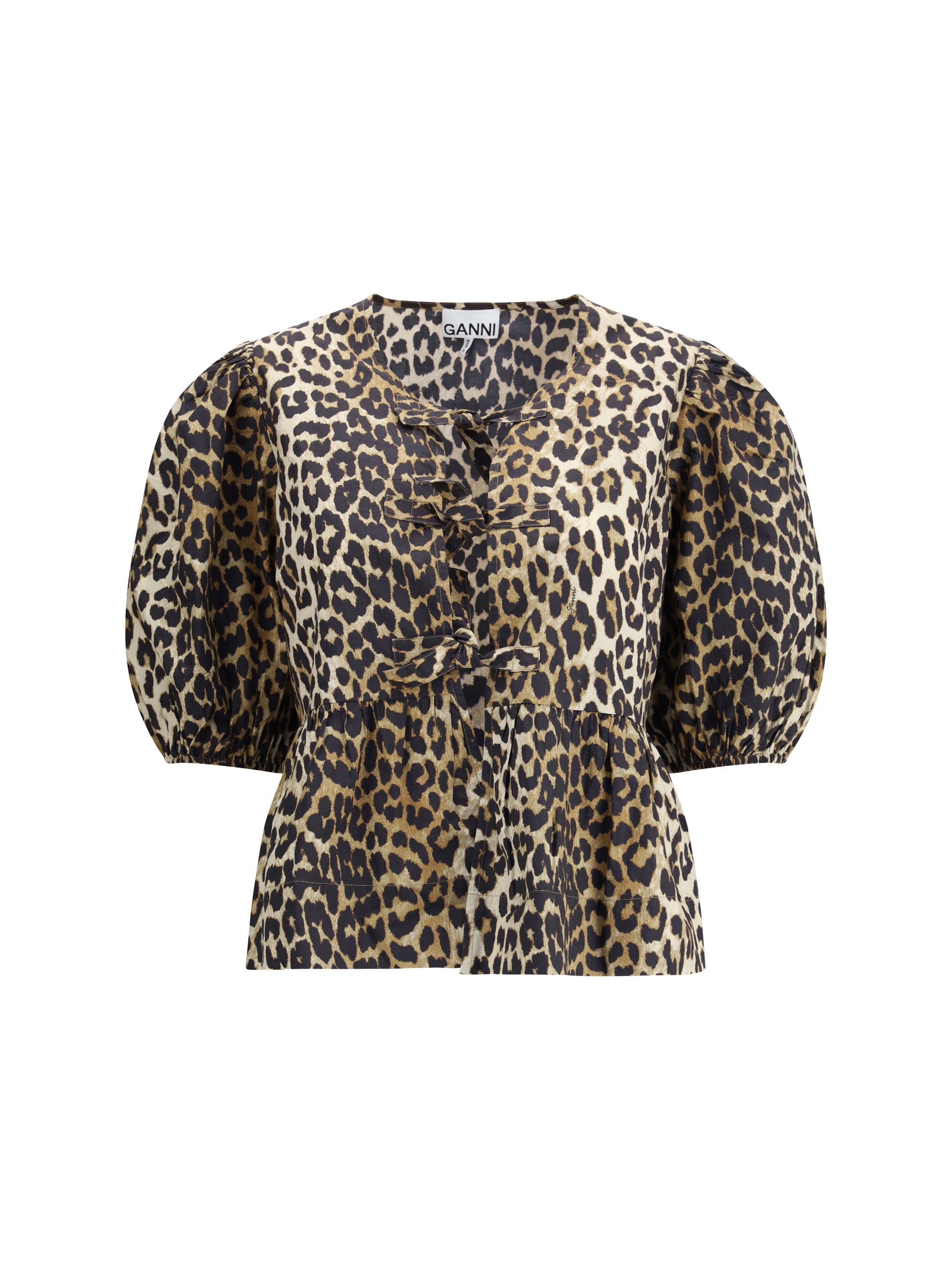 GANNI 36 leopard cotton shirt 