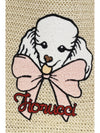 raffia tote bag with poodle