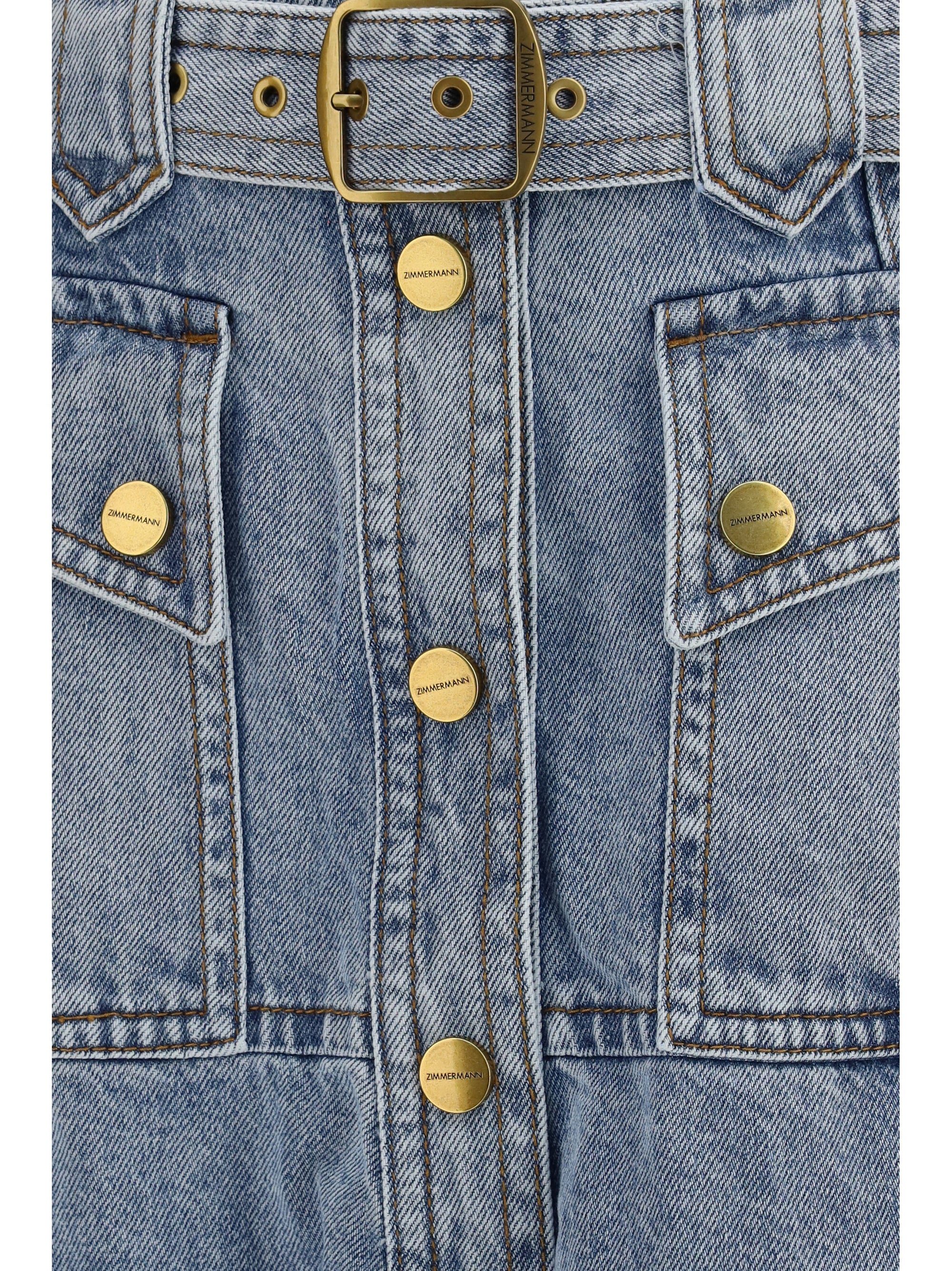 utility denim midi skirt