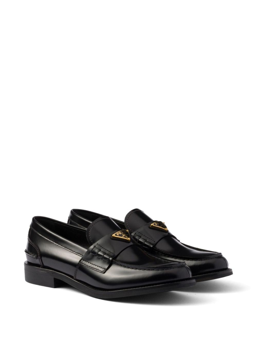 brushed leather loafers with leather band