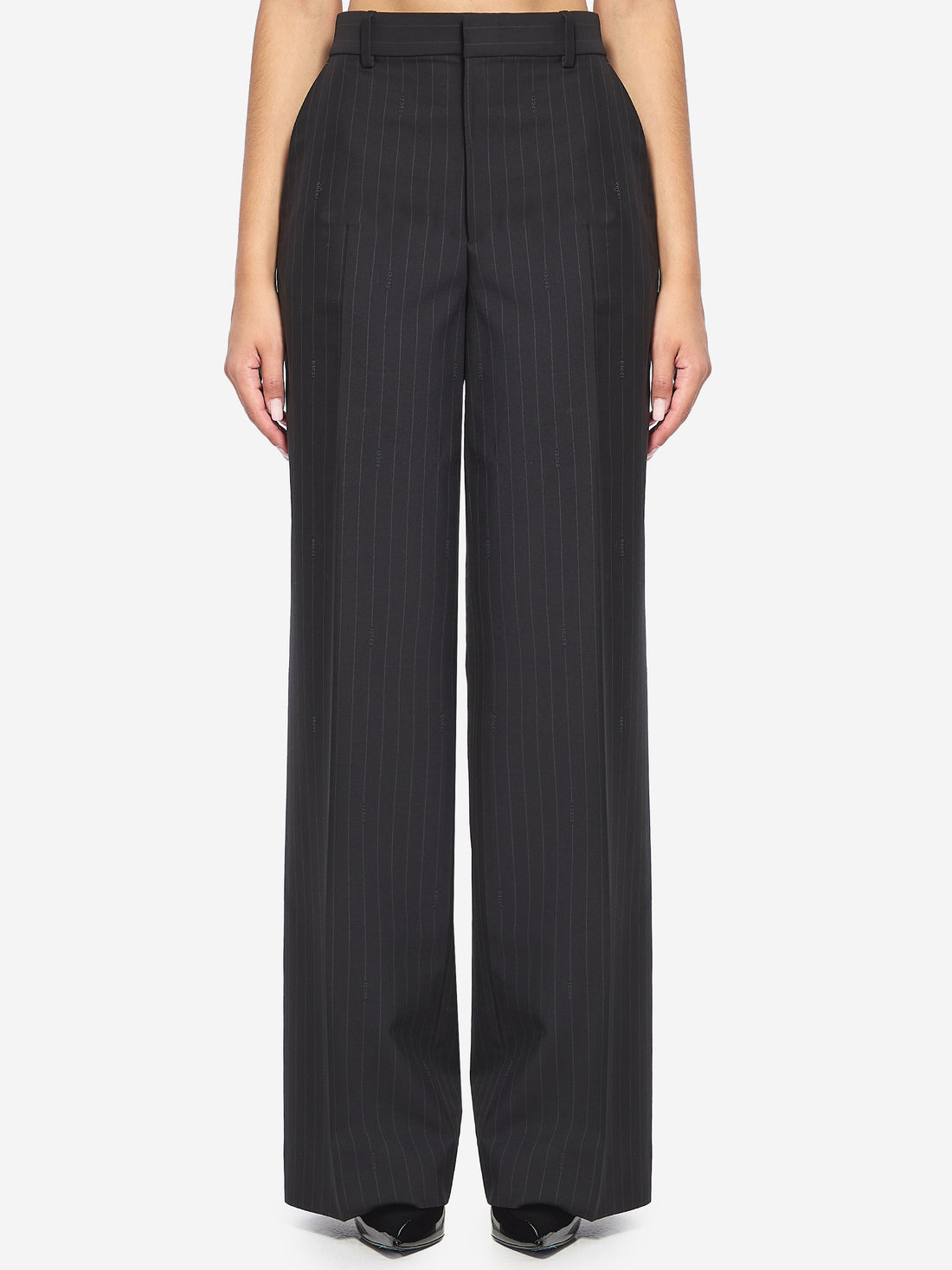 GUCCI 44 pinstriped wool trousers