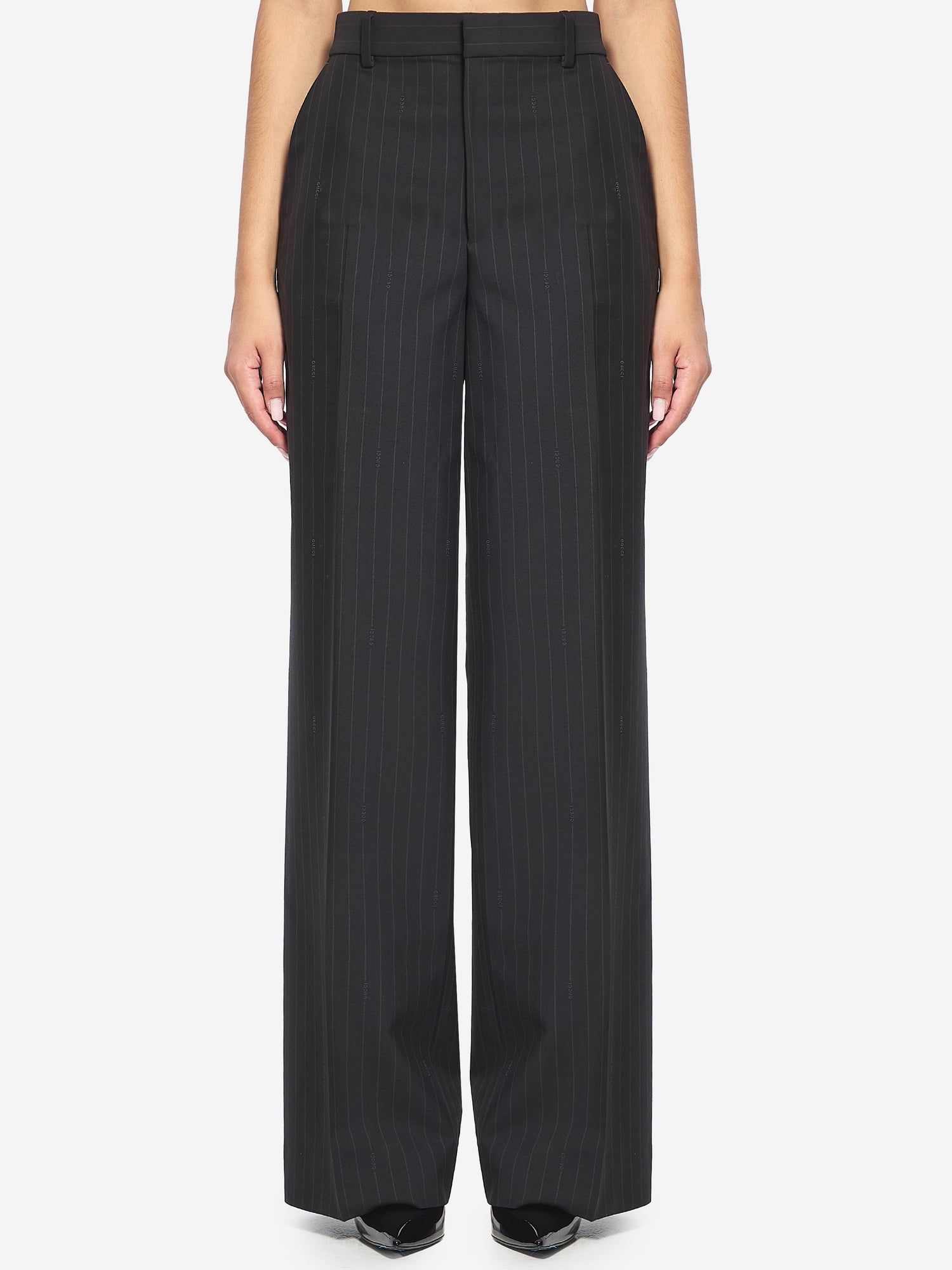 GUCCI 44 pinstriped wool trousers
