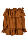 off-the-shoulder cotton twill mini dress