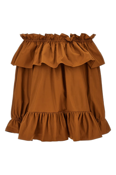 off-the-shoulder cotton twill mini dress