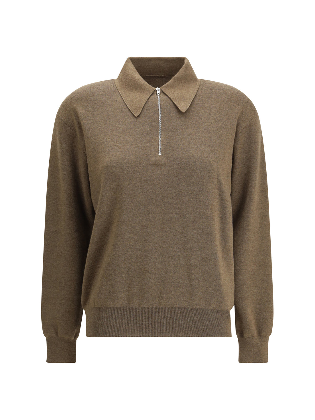 PHOEBE PHILO M zipped polo in fine merino wool