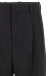 smocking pants in grain de poudre wool