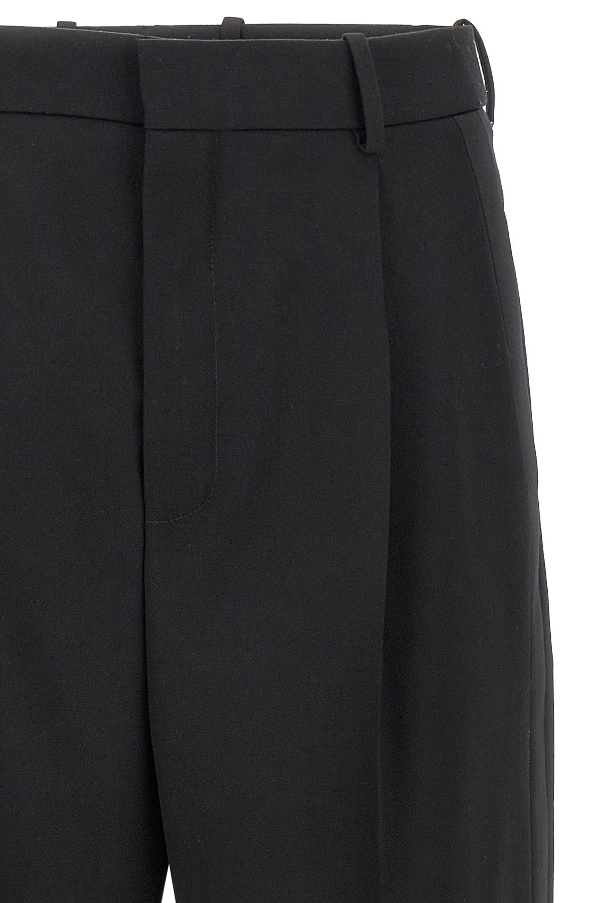smocking pants in grain de poudre wool