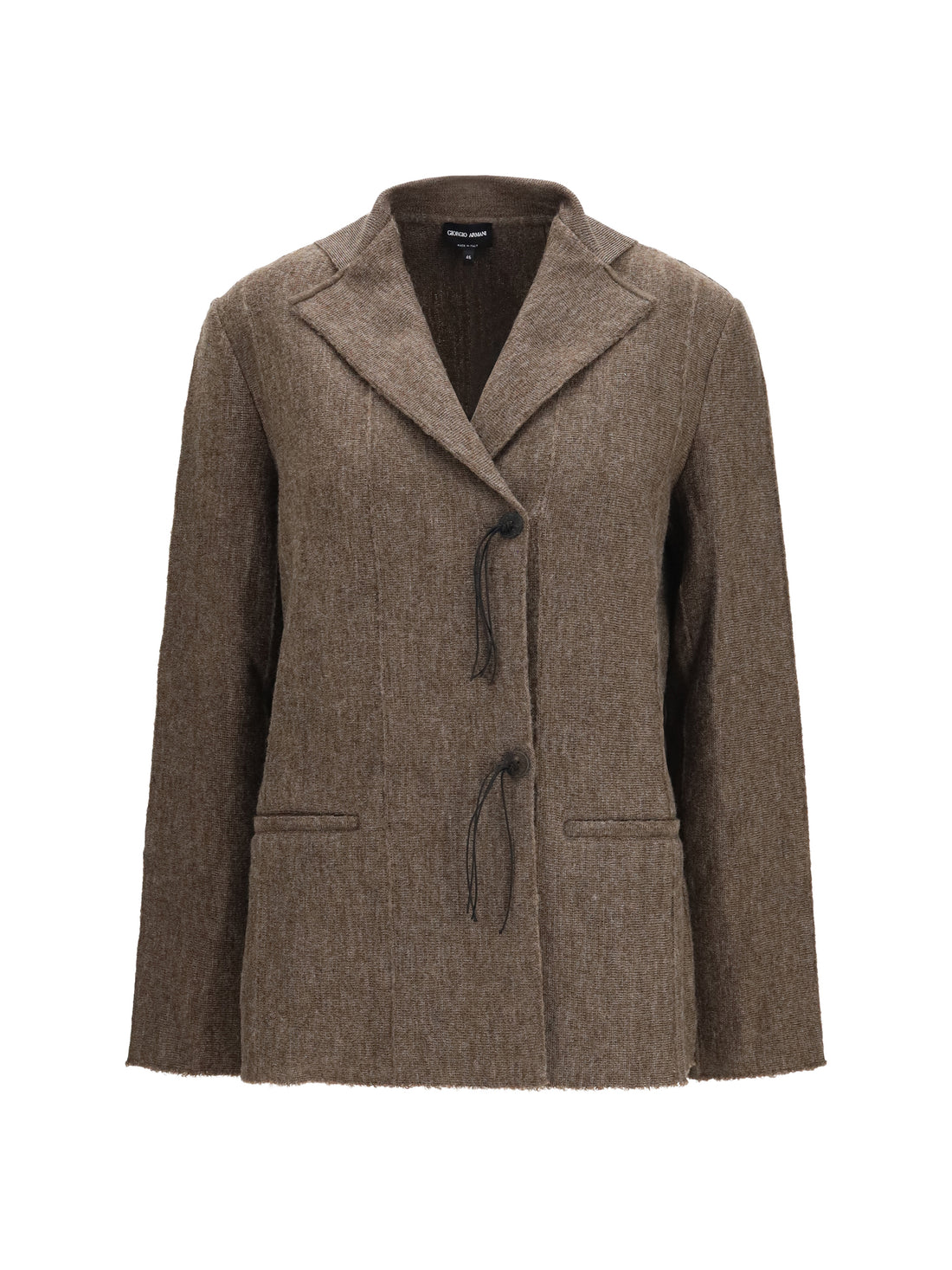GIORGIO ARMANI 46 wool jersey jacket with leather tassels
