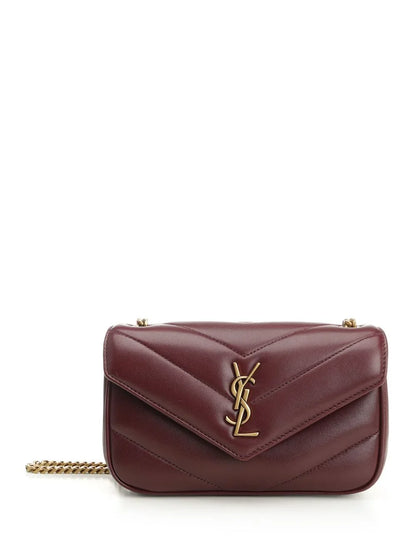SAINT LAURENT Mini Loulou Leather Shoulder Bag – Burgundy