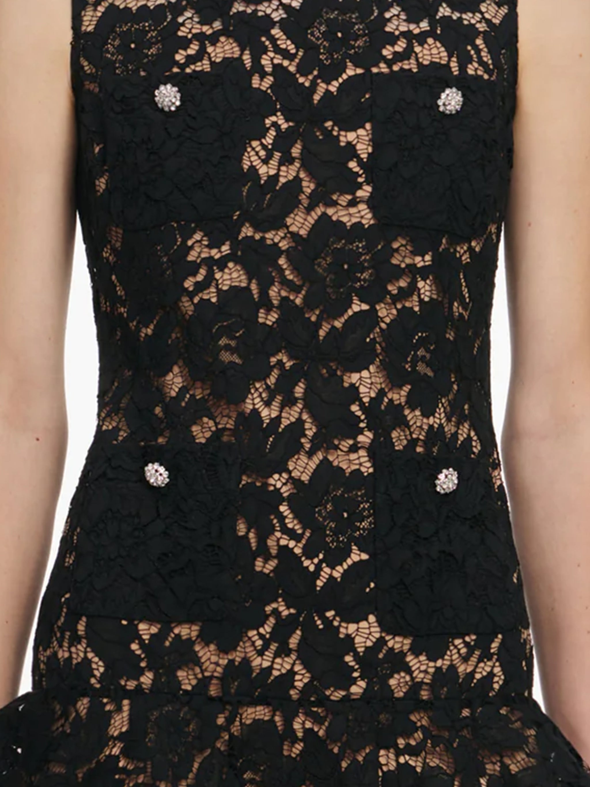 black crystal lace mini dress