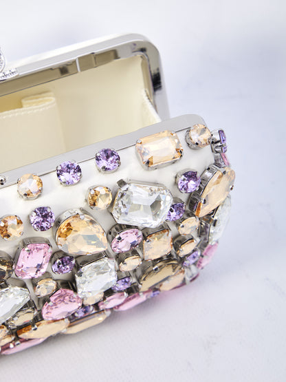 SELF PORTRAIT OS multi crystal embellished clutch bag