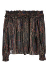 paisley print semi-transparent silk and lurex blouse