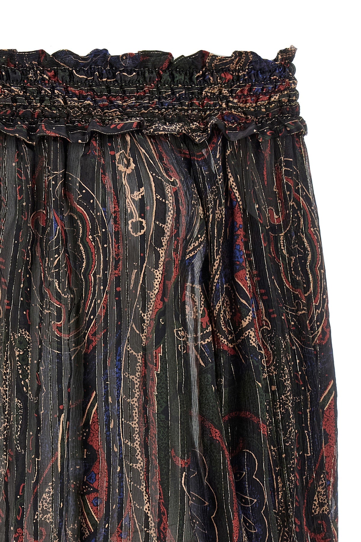 paisley print semi-transparent silk and lurex blouse