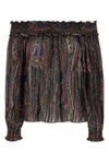 paisley print semi-transparent silk and lurex blouse