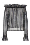 paisley motif silk crépon blouse in lurex