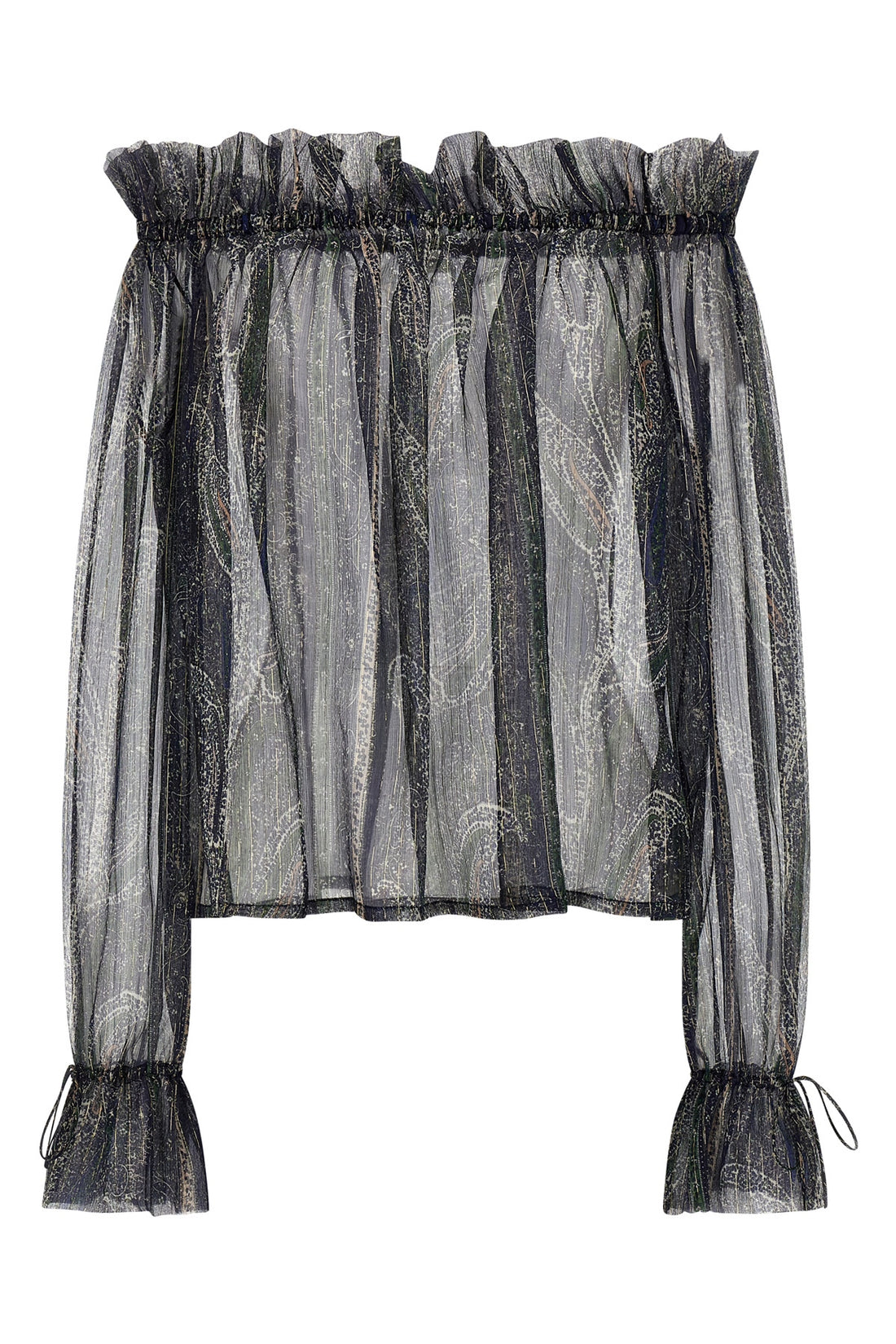 SAINT LAURENT 34 paisley motif silk crépon blouse in lurex