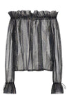 paisley motif silk crépon blouse in lurex