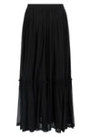 long pleated skirt in silk