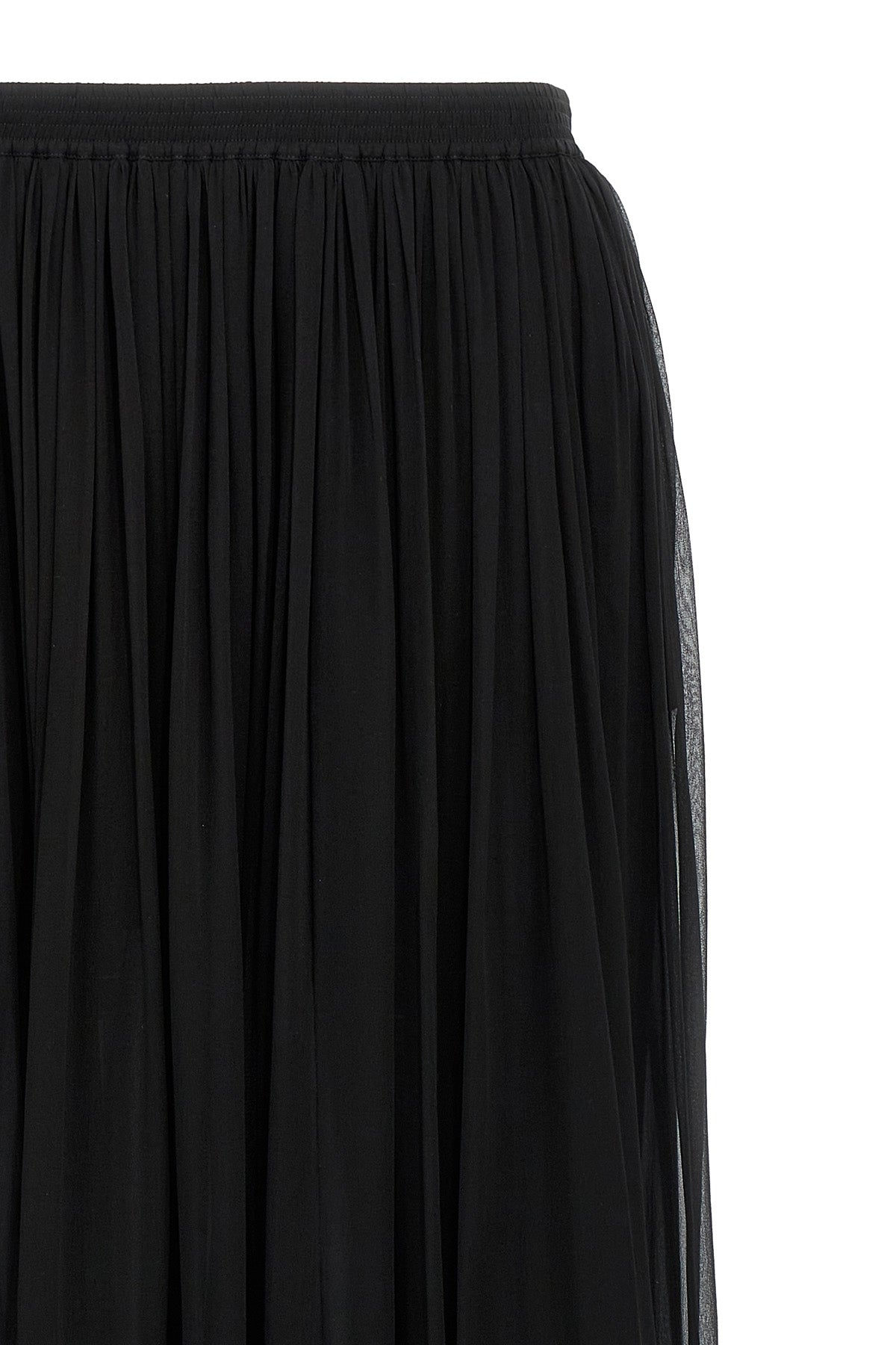 long pleated skirt in silk