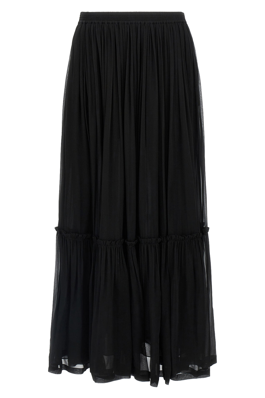 SAINT LAURENT 36 long pleated skirt in silk