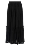 long pleated skirt in silk