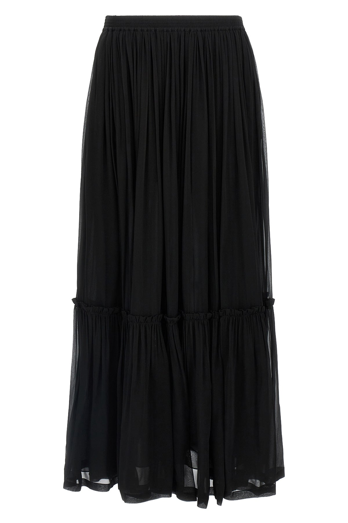 long pleated skirt in silk